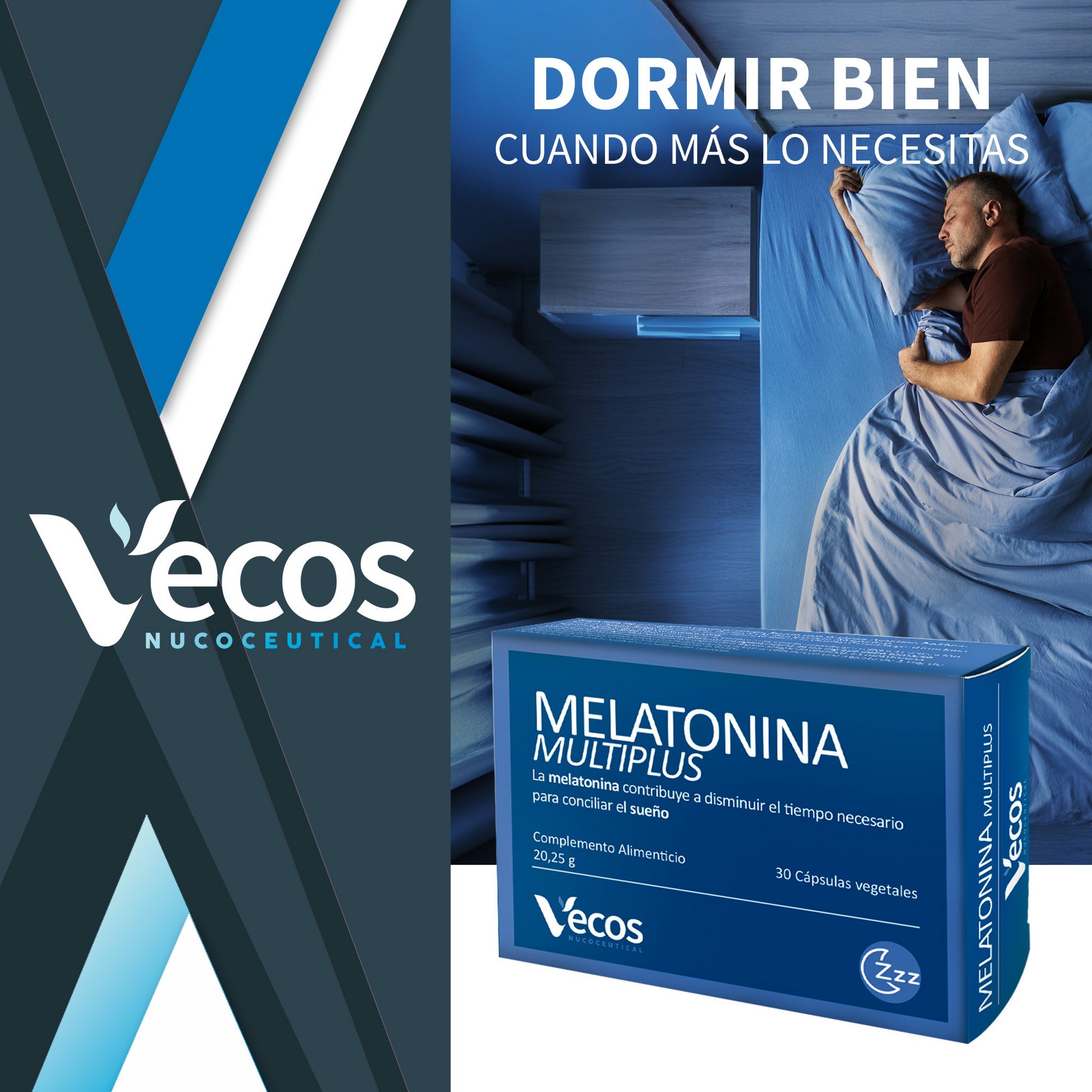 Melatonina Multiplus Vecos 30 Cápsulas | Conciliar El Sueño Y Descanso Profundo | Con Valeriana, Pasiflora Y Melatonina_1
