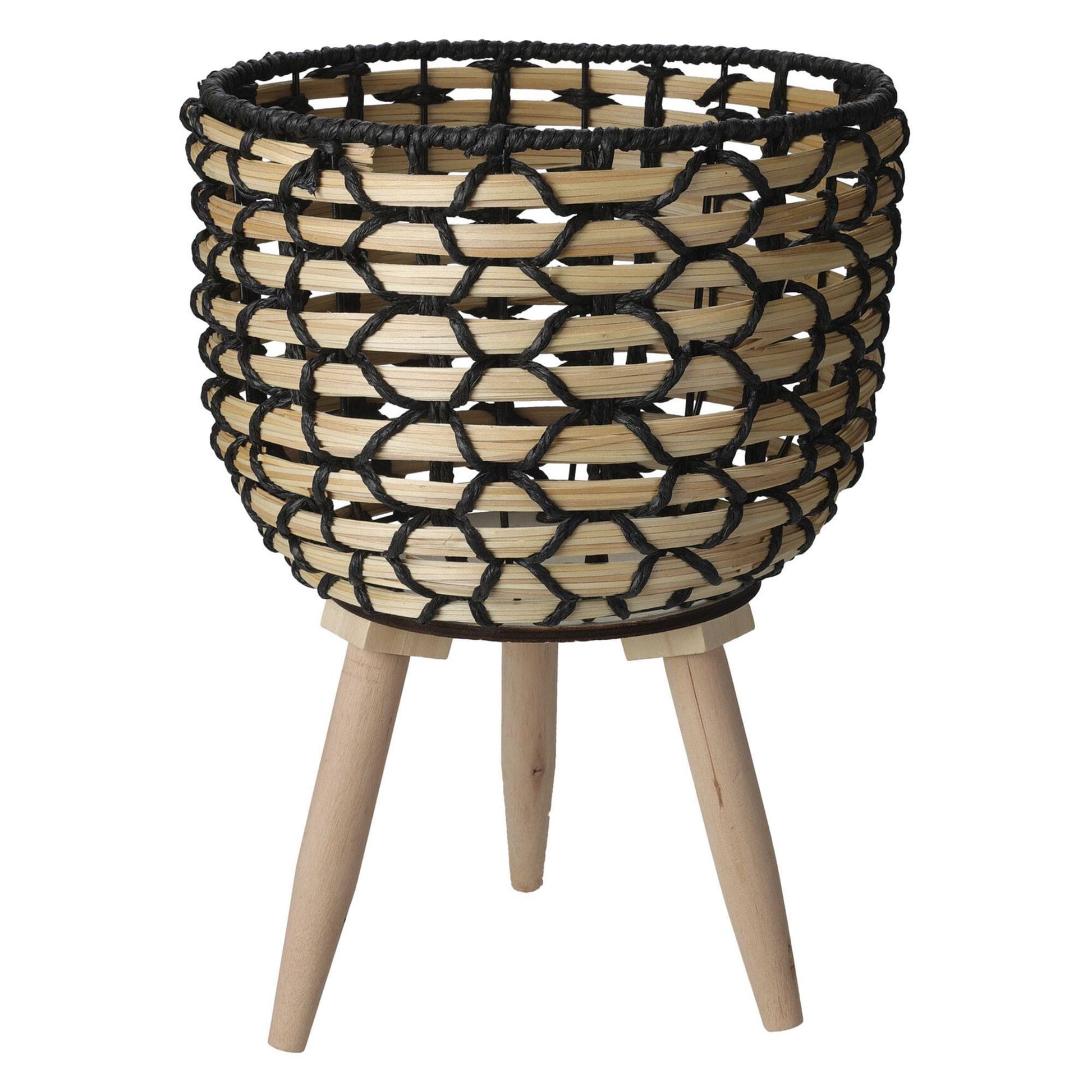 Well Home Juego De 2 Maceteros En Madera Color Negro Ø22ø27cm_2