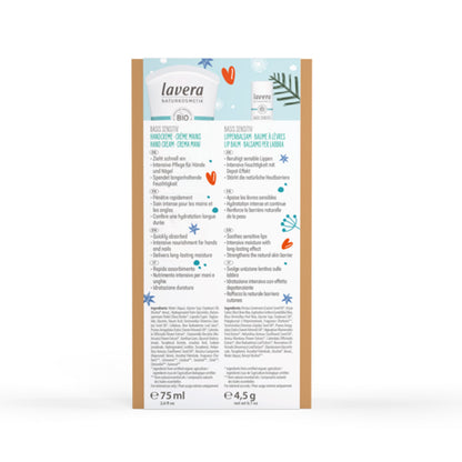 Caixa oferta para cuidados sensíveis com a base de artigos essenciais de inverno Lavera 129 gr