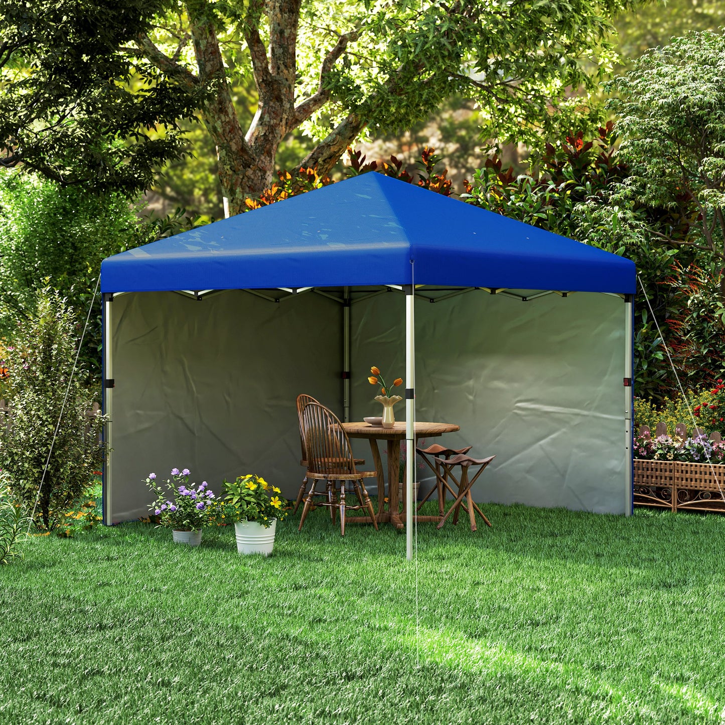 Outsunny Carpa Plegable 3x3 M Con Altura Ajustable Y Bolsa De Transporte Azul_4