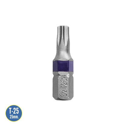 Puntas Destornillador Torx 25 Inviolable (2 Piezas). Acero S2 Al Cromo Vanadio. Puntas Hexagonales, Destorpuntas,