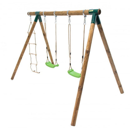 Columpio Doble De Madera Redonda Masgames Kadi L Deluxe + Asiento Bebe._1