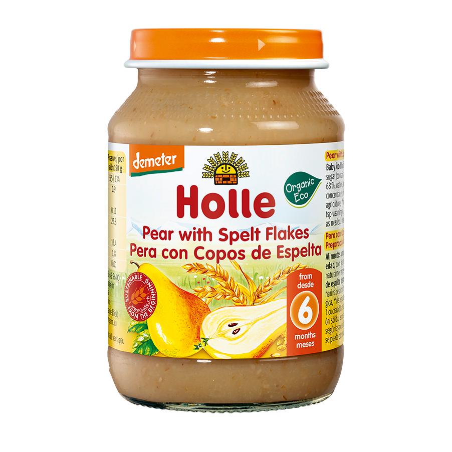 Pote de pera ECO com flocos de espelta +6M Holle 190 g