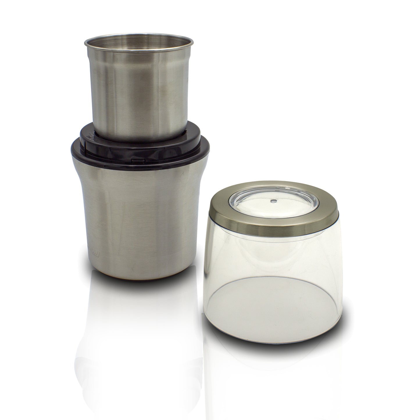 Molinillo Café Eléctrico, Picador Multiusos, Doble Cuchilla Corte Y 2 Vasos En Acero Inox, Función Pulso Mpm Mmk-06m, Plata, 200w_1