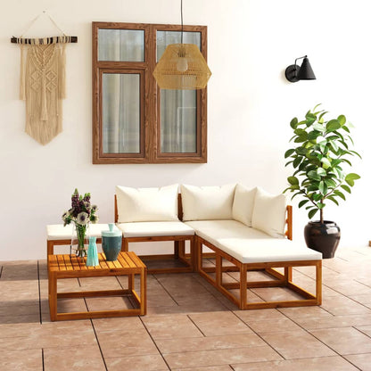 Vidaxl Muebles De Jardín 6 Pzas Cojines Crema Madera Maciza De Acacia_1