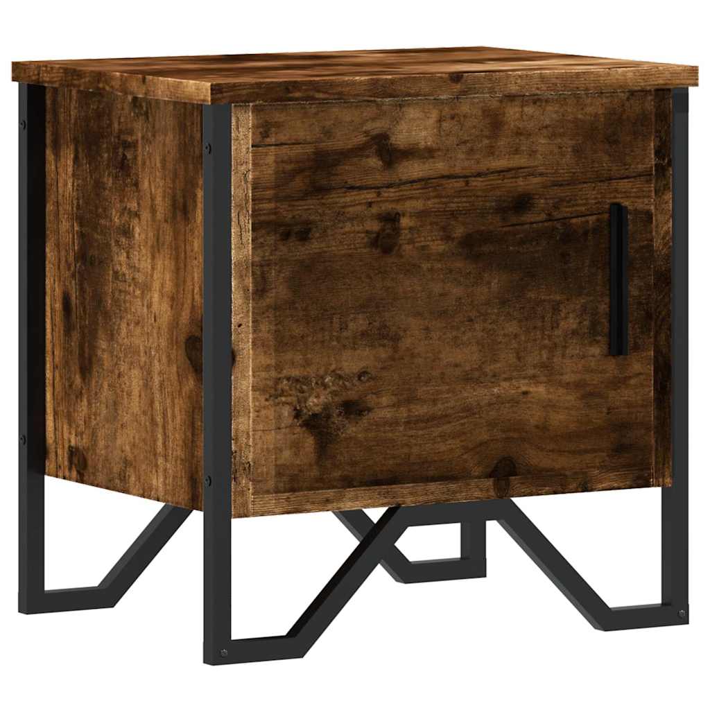 Mesita De Noche Madera De Ingeniería Roble Ahumado 40x30x40 Cm_0