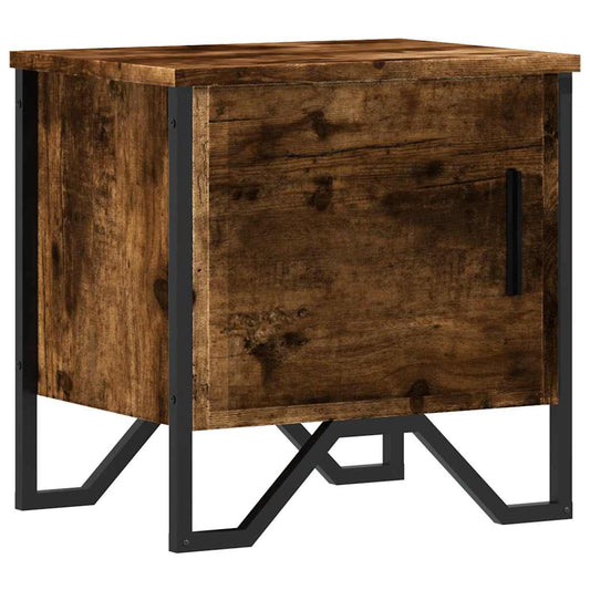 Mesita De Noche Madera De Ingeniería Roble Ahumado 40x30x40 Cm_0
