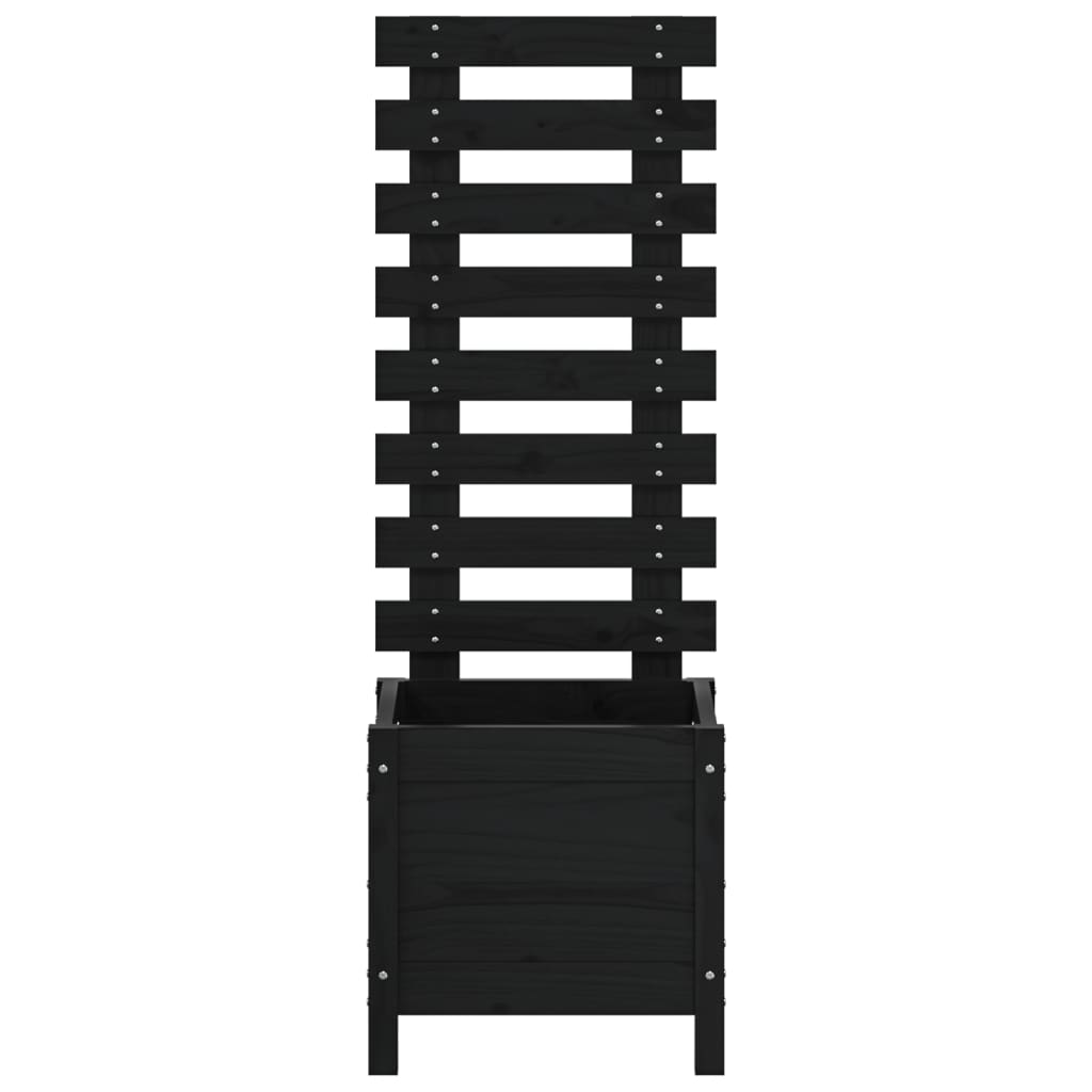 Jardinera Con Estantería Madera Maciza Pino Negro 39x39,5x114cm_4