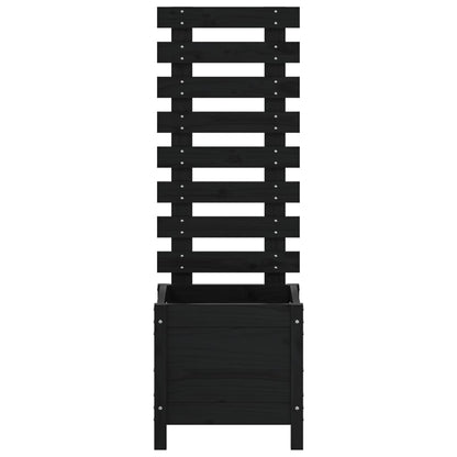 Jardinera Con Estantería Madera Maciza Pino Negro 39x39,5x114cm_4