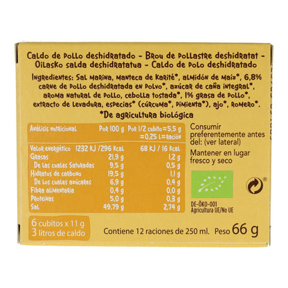 Cubos de caldo de galinha Biocop 6 x 11 g
