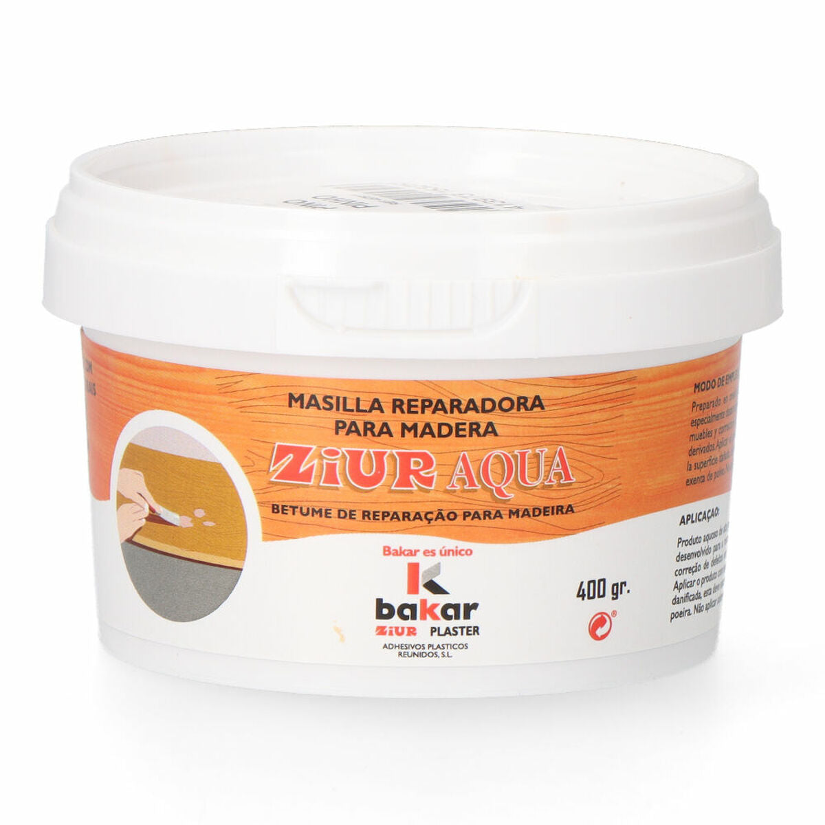Masilla Para Madera Bakar Ziur Aqua Pino 400 G / Vetonek_0