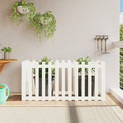 Arriate Elevado Jardín Con Valla Madera Pino Blanco 150x50x70cm_1