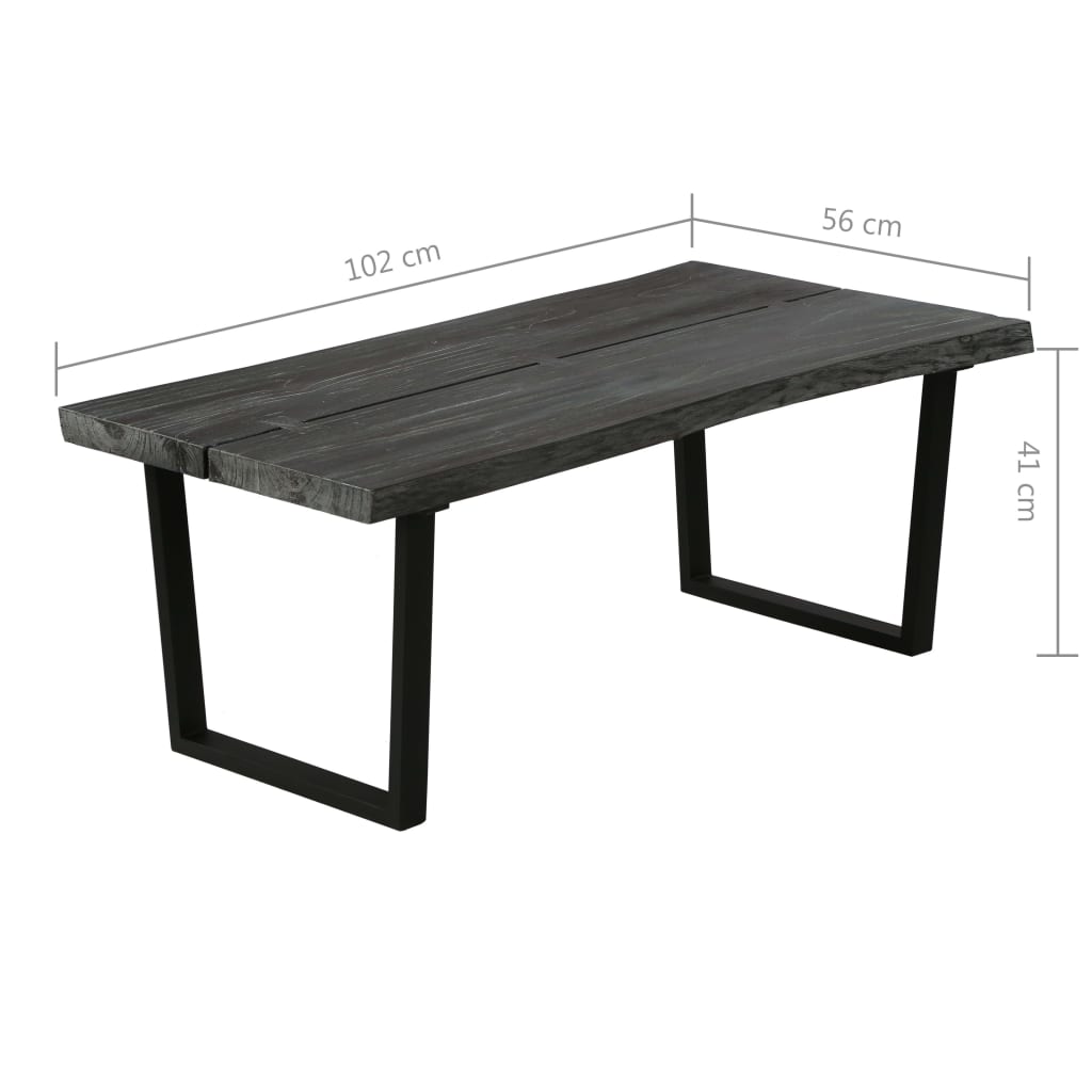 Mesa De Centro De Madera Maciza De Mindi Gris 102x56x41 Cm_4
