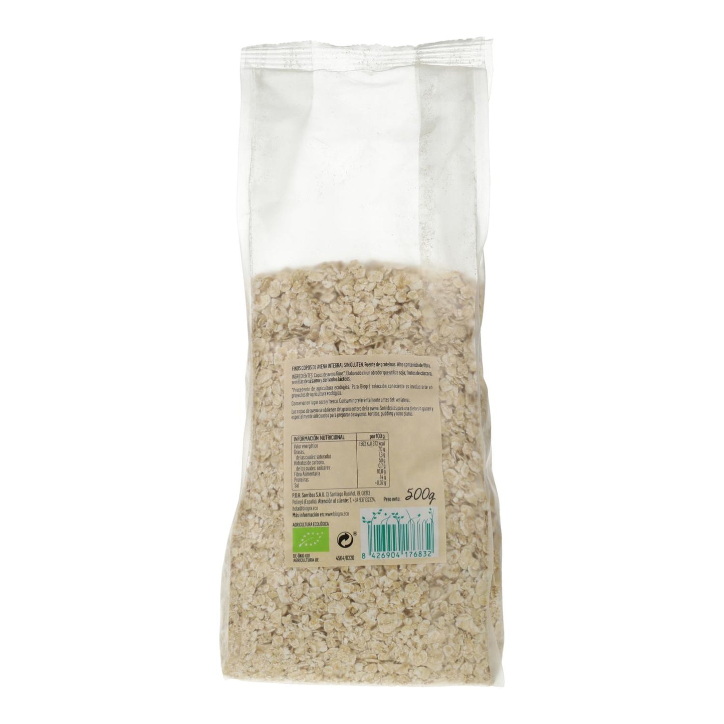 Flocos de Aveia Integrais Finos Biológicos SEM GLÚTEN Biogrà 500g