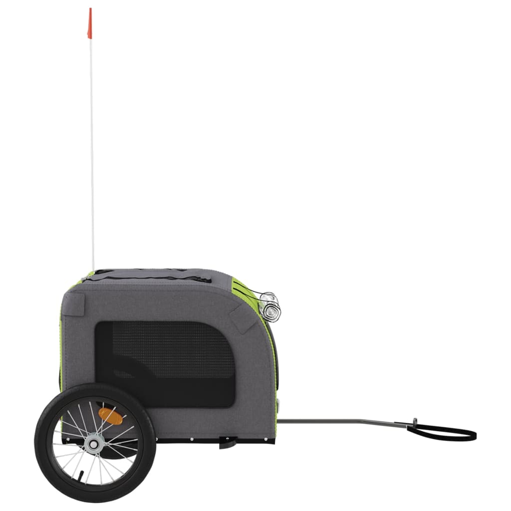 Remolque De Bicicleta Mascotas Hierro Tela Oxford Verde Gris_5