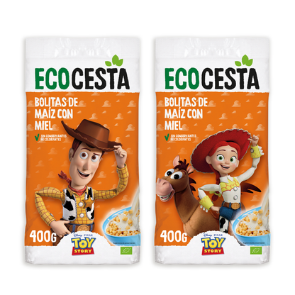 Bolas de milho biológicas para crianças com mel, edição Disney, Ecocesta, 400 g