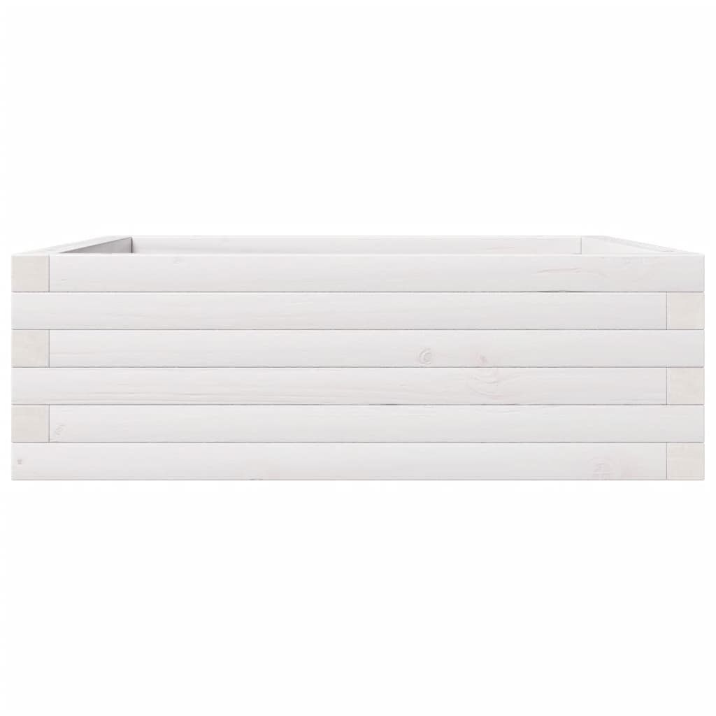 Jardinera De Madera Maciza De Pino Blanca 70x70x23 Cm_4