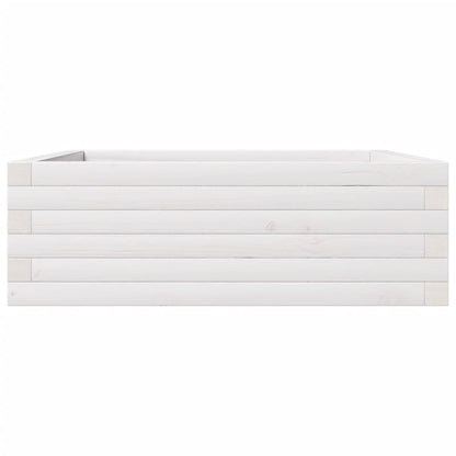 Jardinera De Madera Maciza De Pino Blanca 70x70x23 Cm_4