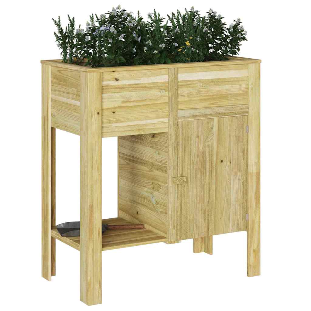 Macetero Alto Marrón Madera De Pino Impregnada_2