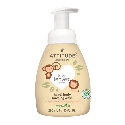 Champô e sabonete líquido 2 em 1 ecológico para bebé Attitude Pear Nectar, fragrância de 295 ml