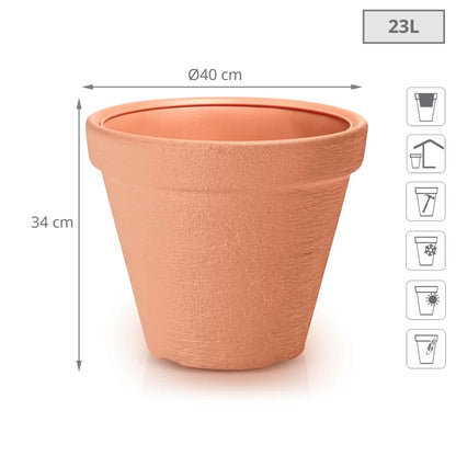 Maceta Classic 23l., Dimensiones (mm) 400x400x340, Color Ladrillo