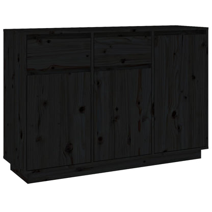 Aparador De Madera Maciza De Pino Negro 110x34x75 Cm_1