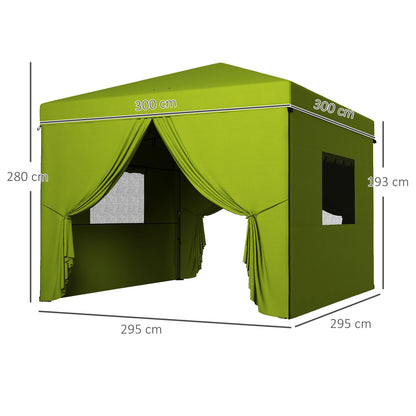Outsunny Carpa Plegable 3x3 M Con 4 Paredes Laterales Altura Ajustable Verde_2