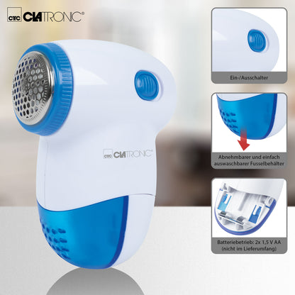 Quitapelusas Eléctrico, Elimina Pelotillas Ropa, Cuchillas Acero Inoxidable, Depósito Extraíble Clatronic Cla-tc3758 Blanco/azul_2