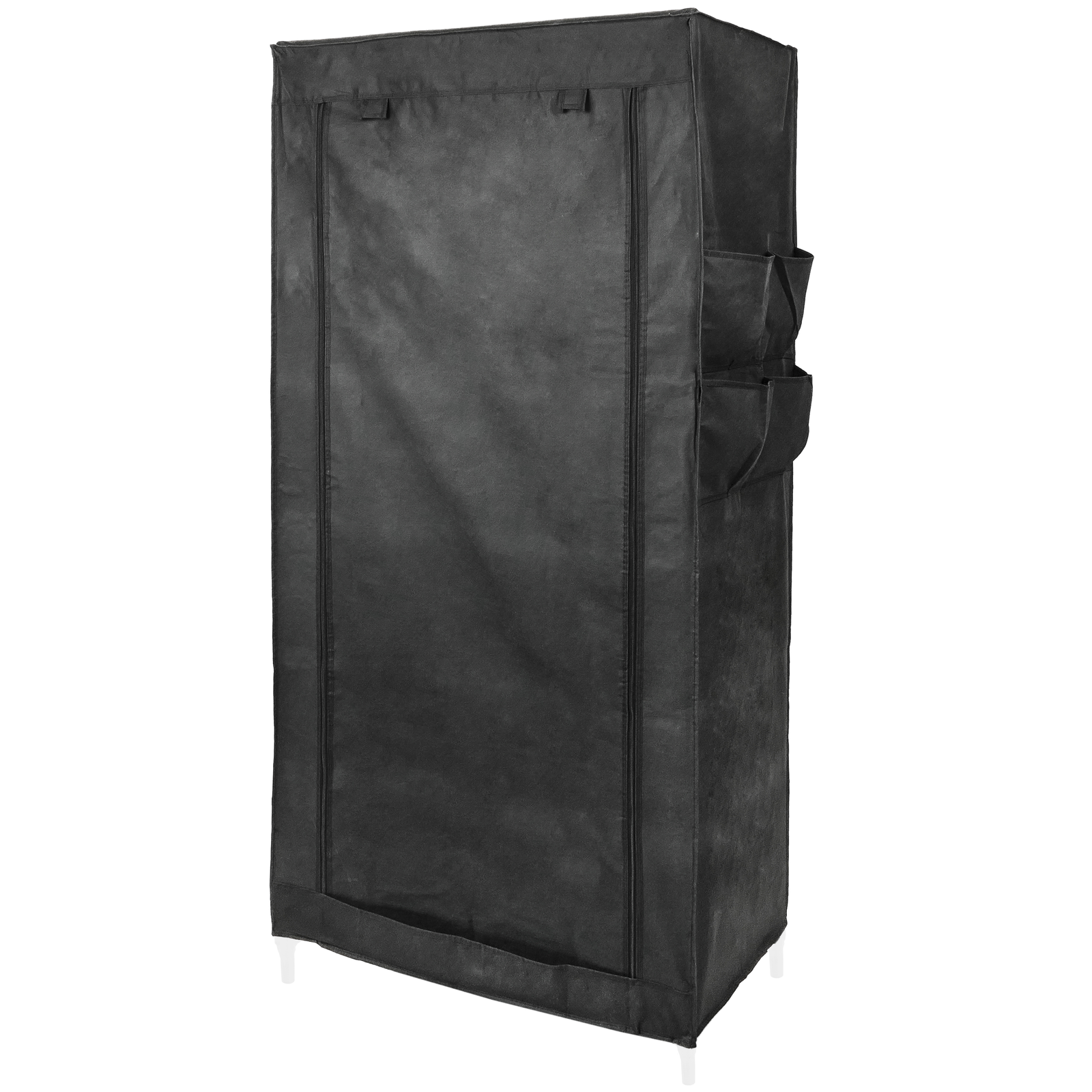 Armario Ropero Guardarropa De Tela Desmontable 70 X 45 X 155 Cm Negro Con Puerta Enrollable_0