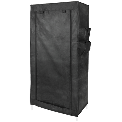 Armario Ropero Guardarropa De Tela Desmontable 70 X 45 X 155 Cm Negro Con Puerta Enrollable_0