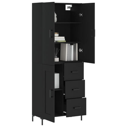 Aparador Alto Madera Contrachapada Negro 69,5x34x180 Cm_2