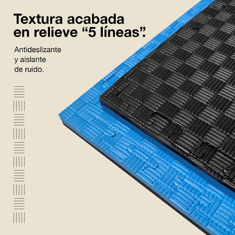 Jowy Tatami Puzzle 2,5cm 100x100cm – Superficie 5 Líneas Negro/azul_3
