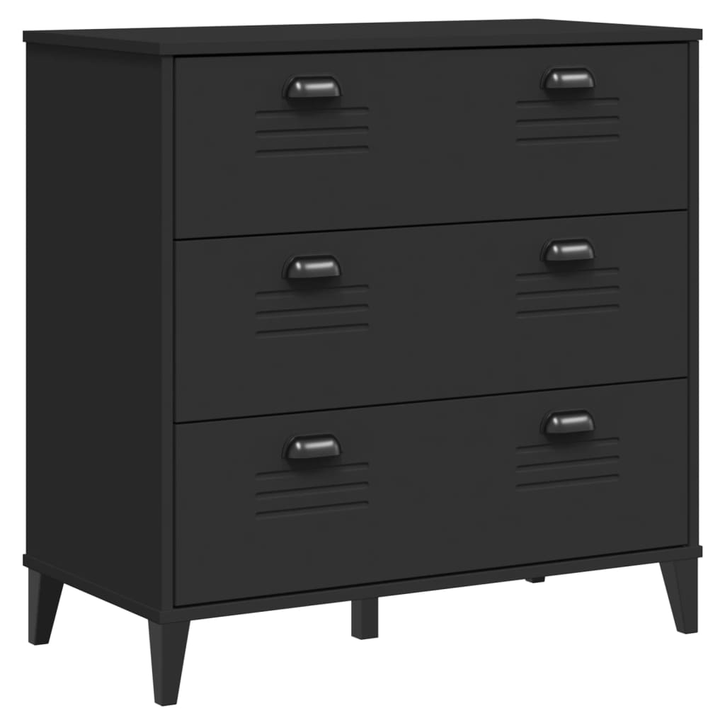 Aparador Alto Viken Madera Maciza De Pino Negro 80x40x190 Cm / Vetonek_2