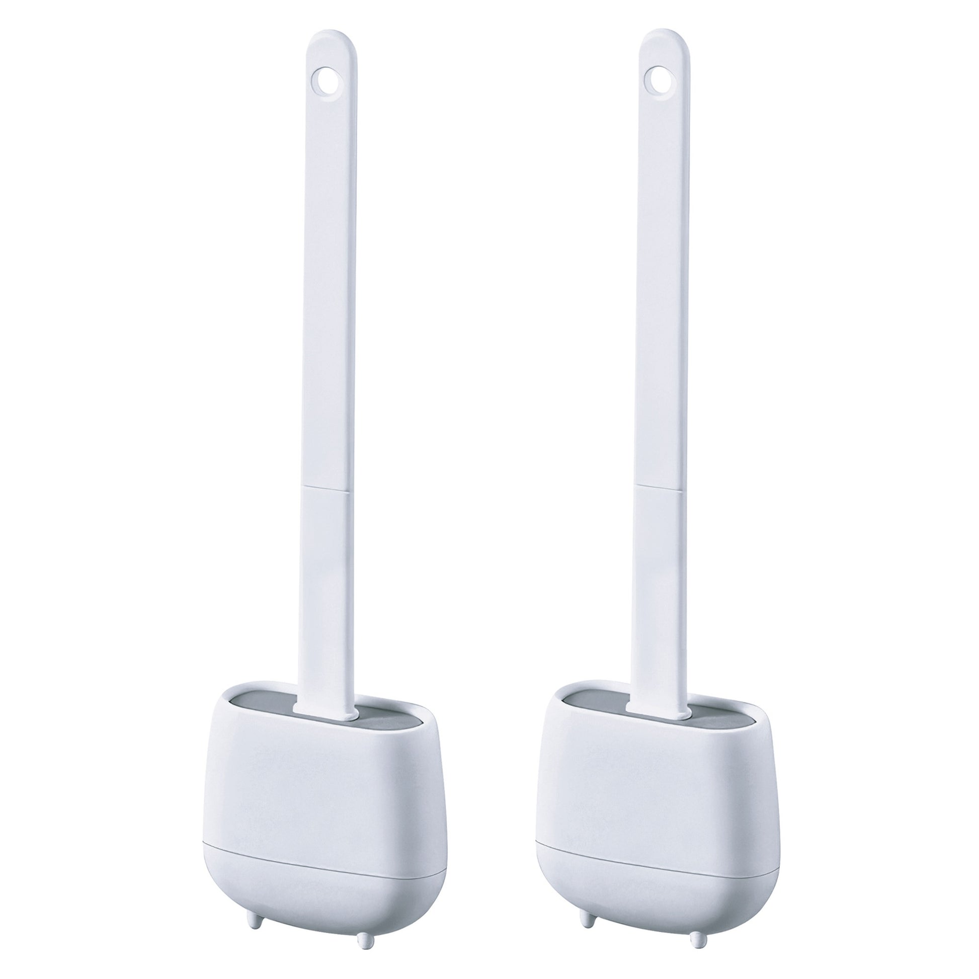 2x Escobilla Para Inodoro En Tpr Y Caucho Termoplástico Color Blanco_0