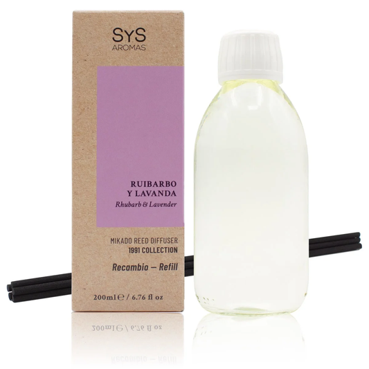 Recambio Mikado Ruibarbo y Lavanda 1991 200 ml con Varillas | Aroma Fresco y Floral | Refill Difusor | Larga Duración_0