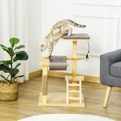 Pawhut Árbol Rascador Para Gatos De Madera Altura 65 Cm Para Interior Y Exterior_1