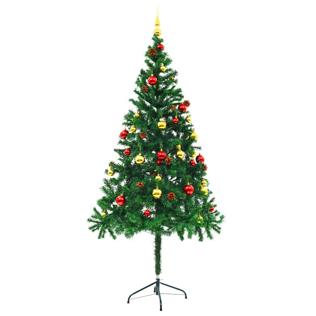 Vidaxl Árbol De Navidad Preiluminado Con Luces Y Bolas Verde 180 Cm_2