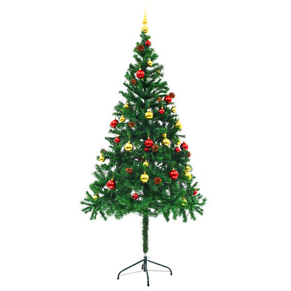 Vidaxl Árbol De Navidad Preiluminado Con Luces Y Bolas Verde 180 Cm_2