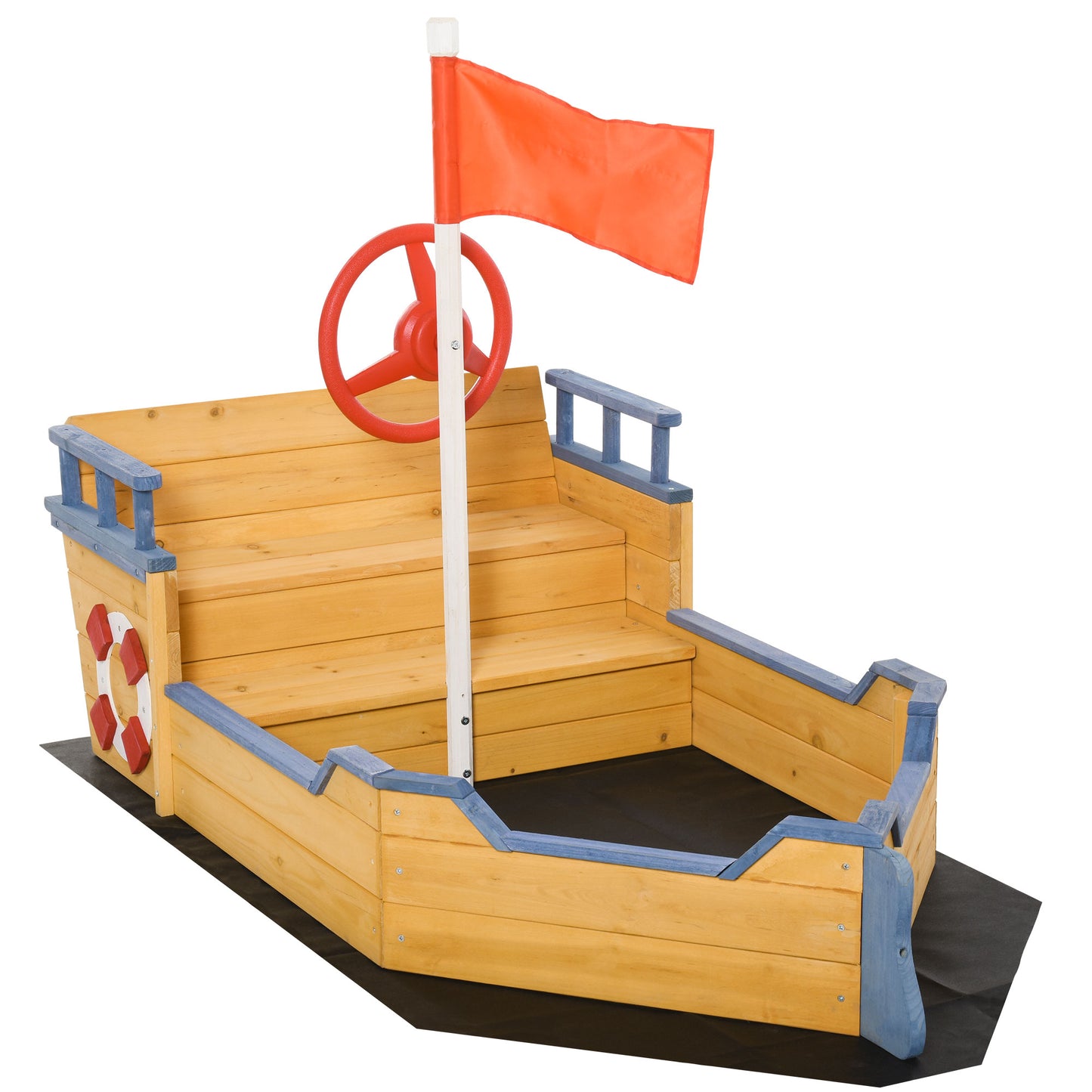 Outsunny Arenero Infantil Madera Diseño Galeón Con Banco Con Almacenaje +3 Años_0