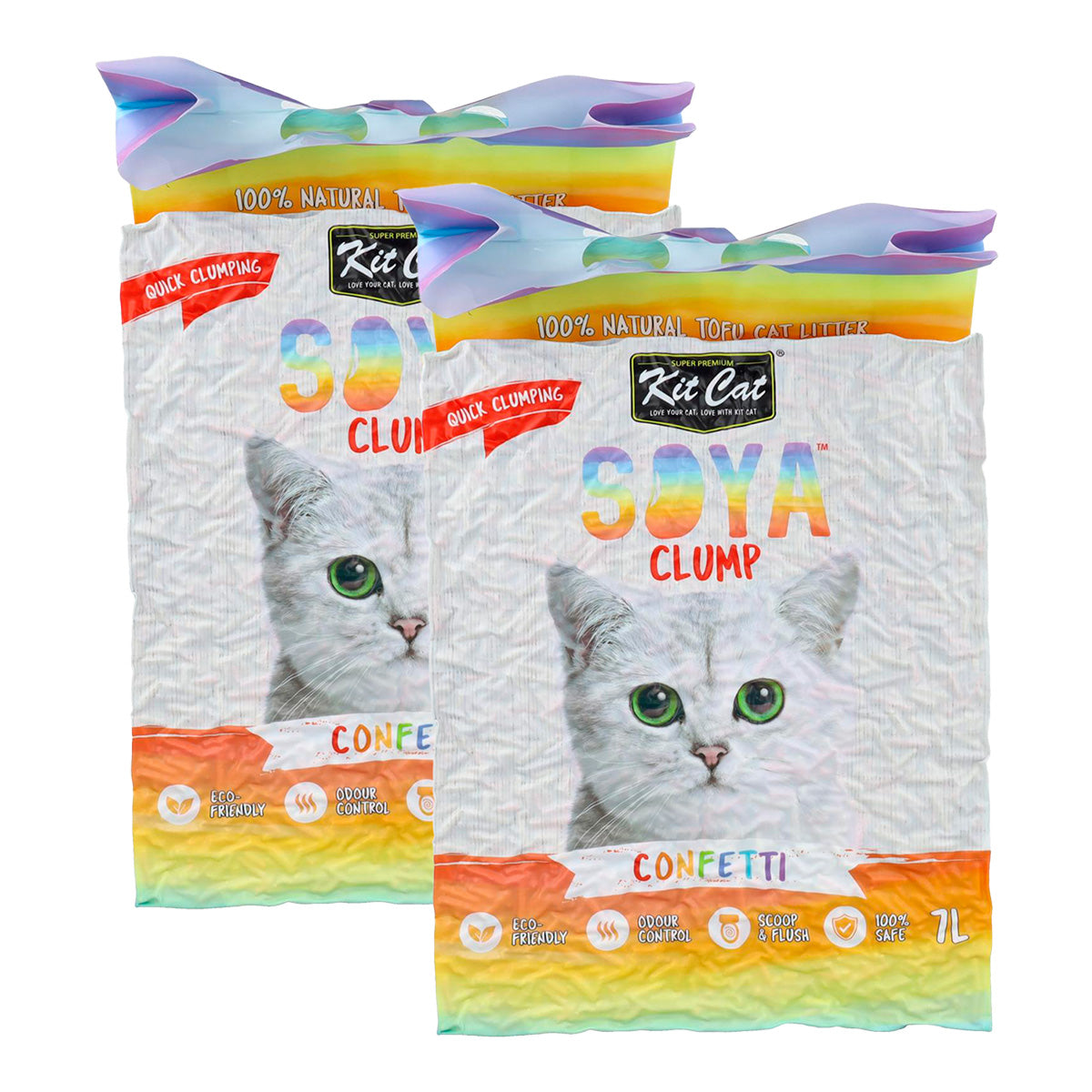 Pack 2x Kit Cat SoyaClump Pack Ahorro - Confetti 7 L Arena Vegetal para gatos