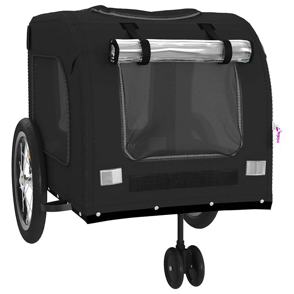 Remolque De Bicicleta Mascotas Hierro Tela Oxford Negro_4
