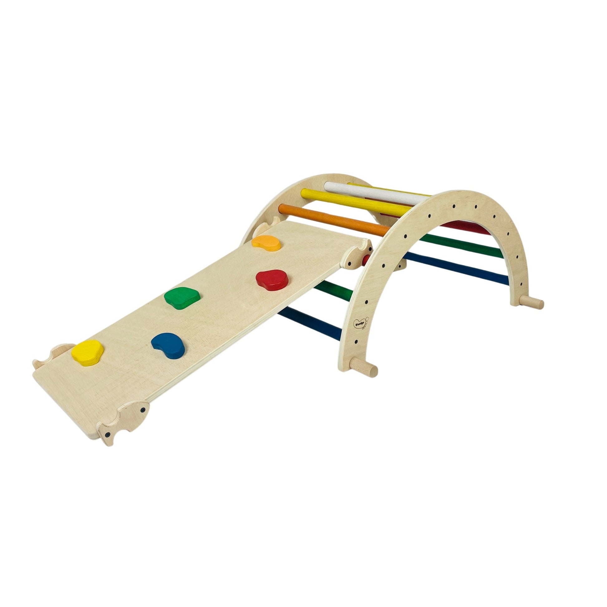 Arco De Aprendizaje Metodología Pikler En Color De Madera + Rampa Presas. Med: 80 X 50 X 40 Cm. Arco Esco01 . Woodgo._0