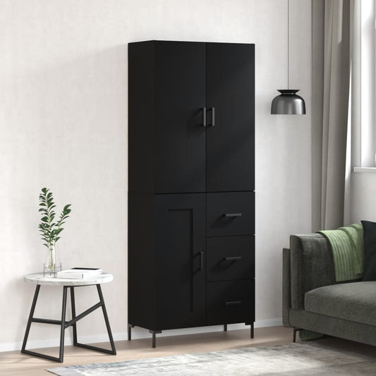 Aparador Alto Madera Contrachapada Negro 69,5x34x180 Cm_0