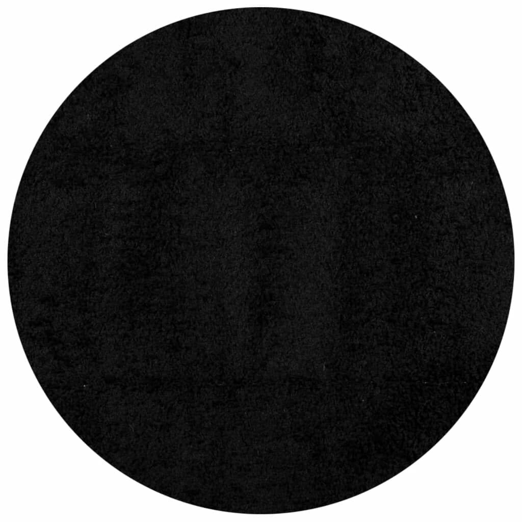 Vidaxl Alfombra Peluda De Pelo Largo Moderna Pamplona Negra Ø 80 Cm_0