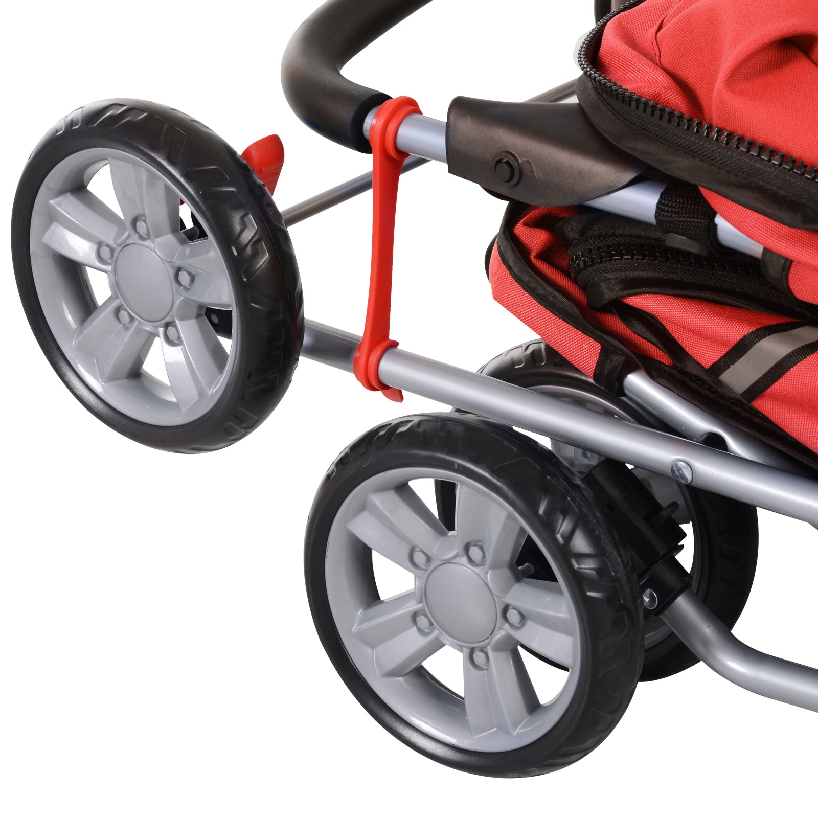 Pawhut Carrito Para Perros Plegable Con Toldo Ajustable 75x45x97 Cm Rojo_4