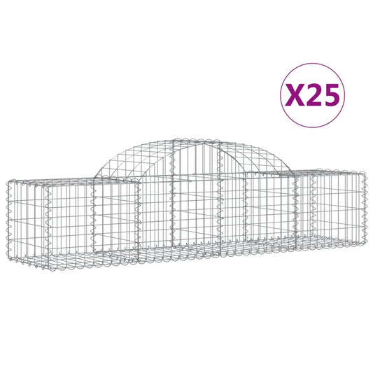 Cestas De Gaviones 25 Uds Forma De Arco Hierro 200x50x40/60 Cm_0