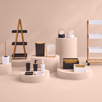 Papelera Con Tapa De Bambú Baltik 5l Blanca