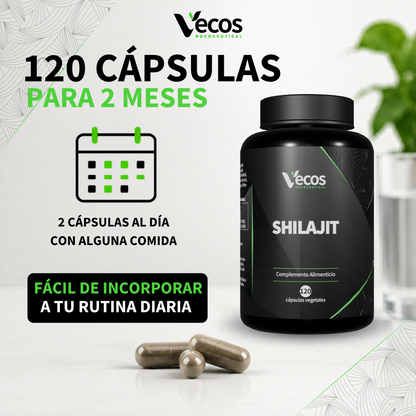 Shilajit 1400 Mg Vecos 120 Cápsulas | Energía, Vitalidad Y Testosterona | Con Zinc Y Vitamina B6_4