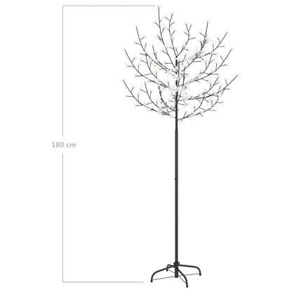 Vidaxl Árbol De Navidad 200 Leds Blanco Cálido Flores De Cerezo 180 Cm_2