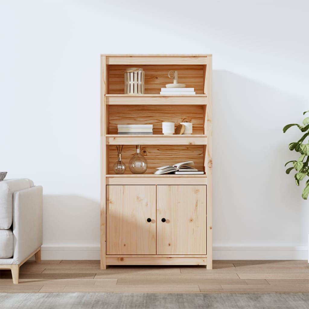 Aparador De Madera Maciza De Pino 80x35x154 Cm / Vetonek_3